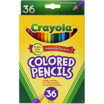 Crayola Colored Pencils, 36 Premium Quality, Long-Lasting, Pre-Sharpened Pencils Non-Toxic Colored Pencil Set $5.00