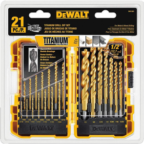 DEWALT Titanium Drill Bit Set, Pilot Point, 21-Piece (DW1361)