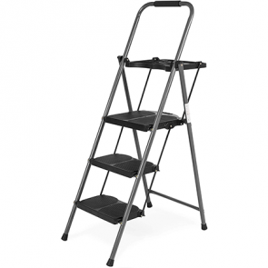 Folding Steel 3-Step Stool Ladder